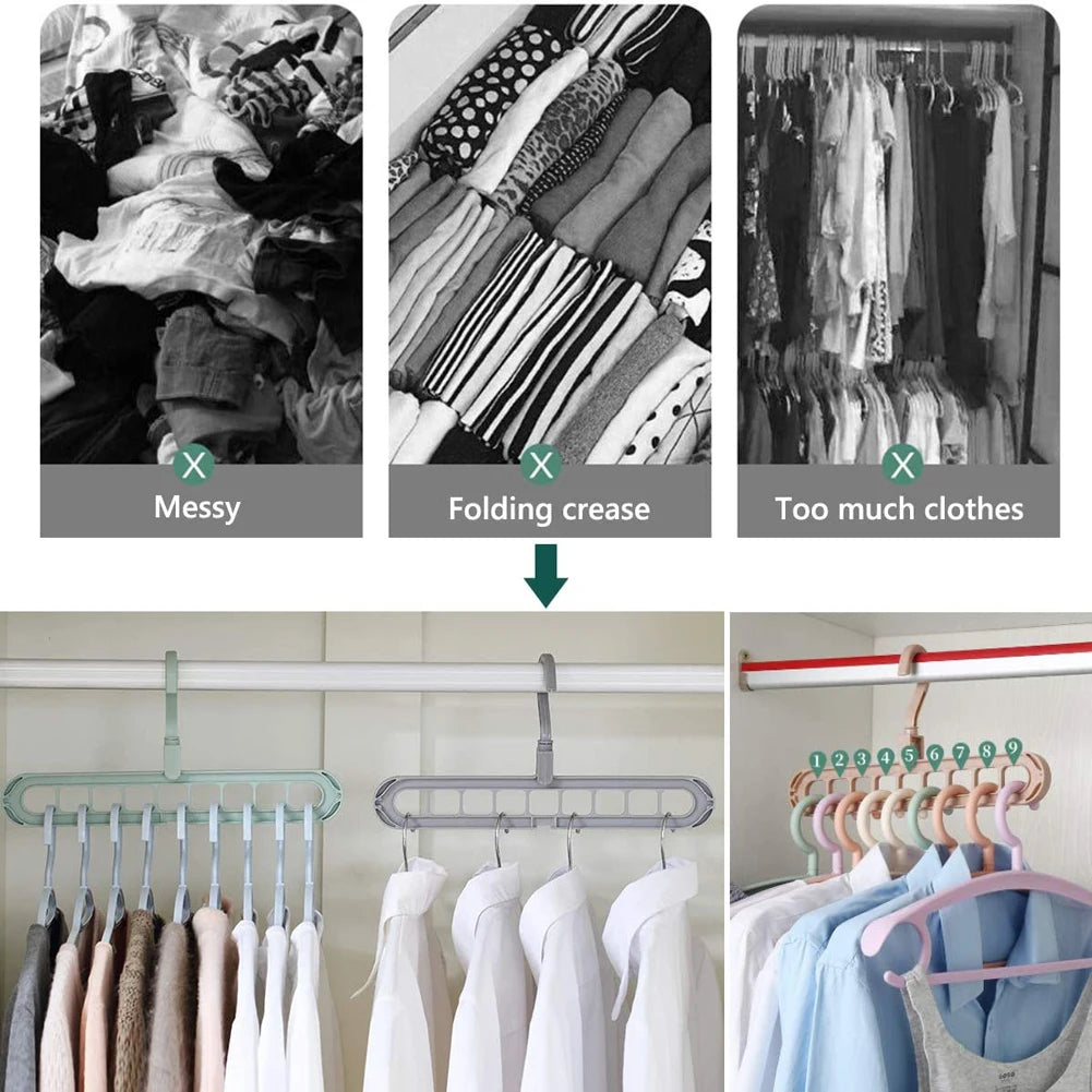 Space-Saving Clothes Hanger Organizer – 9-Hole Folding Magic Rack for Closet