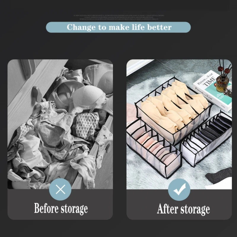 Foldable Underwear & Bra Organizer – Wardrobe Drawer Storage Box for Bedroom Closet