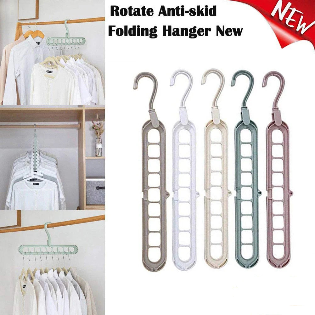 Space-Saving Clothes Hanger Organizer – 9-Hole Folding Magic Rack for Closet