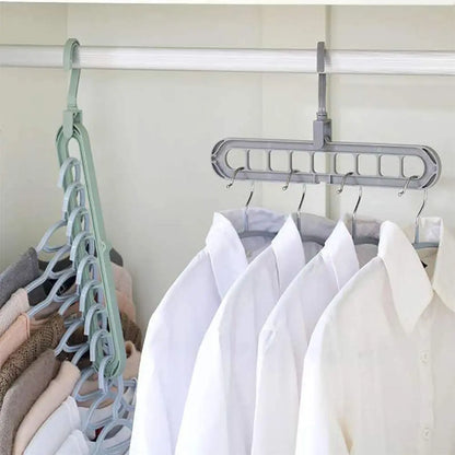 Space-Saving Clothes Hanger Organizer – 9-Hole Folding Magic Rack for Closet