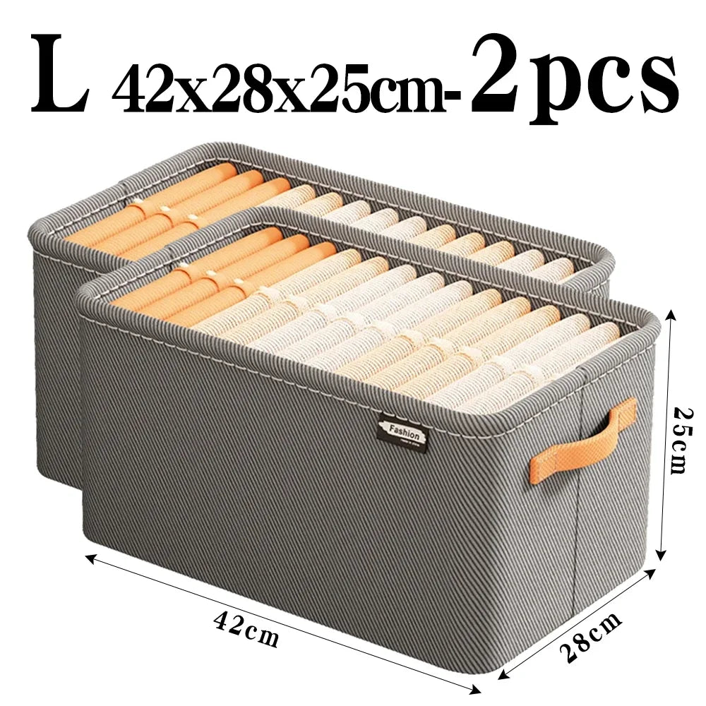 Clothes Storage Organizer Bag – Foldable Non-Woven Wardrobe Box for Pants, Sweaters & Jeans