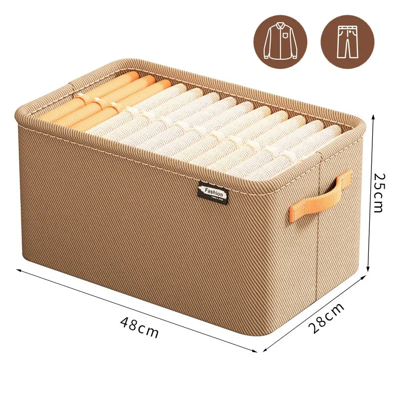 Clothes Storage Organizer Bag – Foldable Non-Woven Wardrobe Box for Pants, Sweaters & Jeans