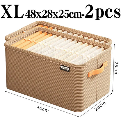 Clothes Storage Organizer Bag – Foldable Non-Woven Wardrobe Box for Pants, Sweaters & Jeans