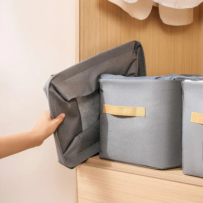 Clothes Storage Organizer Bag – Foldable Non-Woven Wardrobe Box for Pants, Sweaters & Jeans