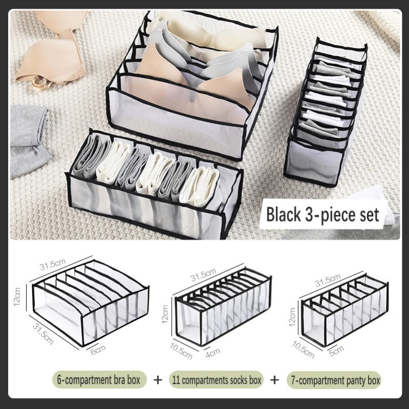 Foldable Underwear & Bra Organizer – Wardrobe Drawer Storage Box for Bedroom Closet