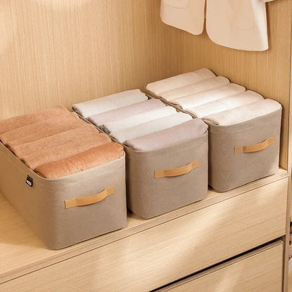 Clothes Storage Organizer Bag – Foldable Non-Woven Wardrobe Box for Pants, Sweaters & Jeans