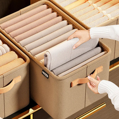 Clothes Storage Organizer Bag – Foldable Non-Woven Wardrobe Box for Pants, Sweaters & Jeans