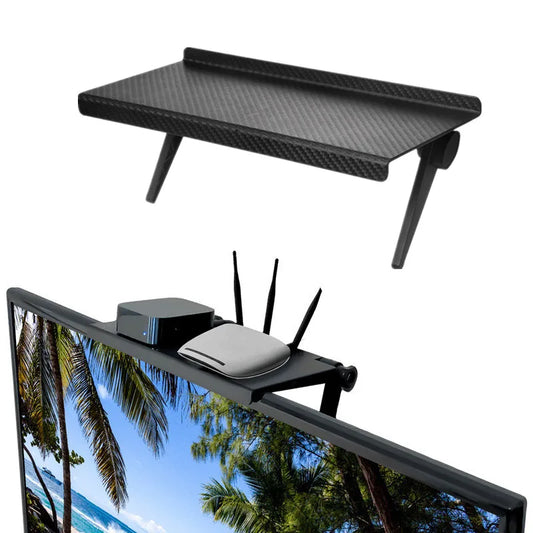 Adjustable TV & Monitor Top Shelf Rack – Desktop Storage for Router, Books & Office Supplies
