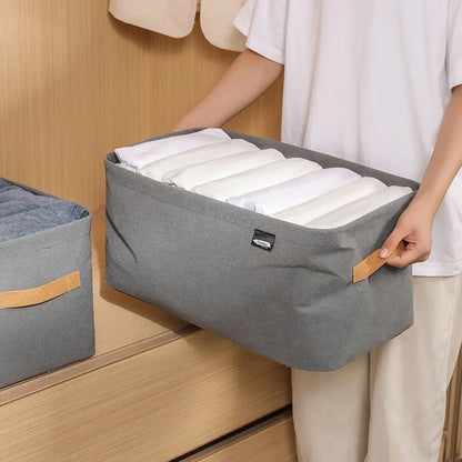 Clothes Storage Organizer Bag – Foldable Non-Woven Wardrobe Box for Pants, Sweaters & Jeans