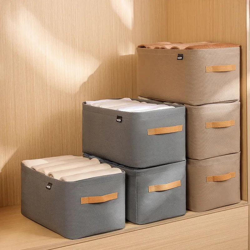 Clothes Storage Organizer Bag – Foldable Non-Woven Wardrobe Box for Pants, Sweaters & Jeans
