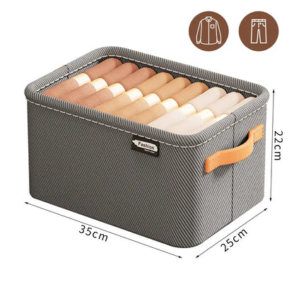 Clothes Storage Organizer Bag – Foldable Non-Woven Wardrobe Box for Pants, Sweaters & Jeans