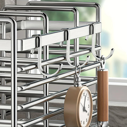 No-Drill Wall-Mounted Utensil Holder Stainless Steel Space-Saving Organizer For Kitchen Cutlery Ideal For Small Spaces