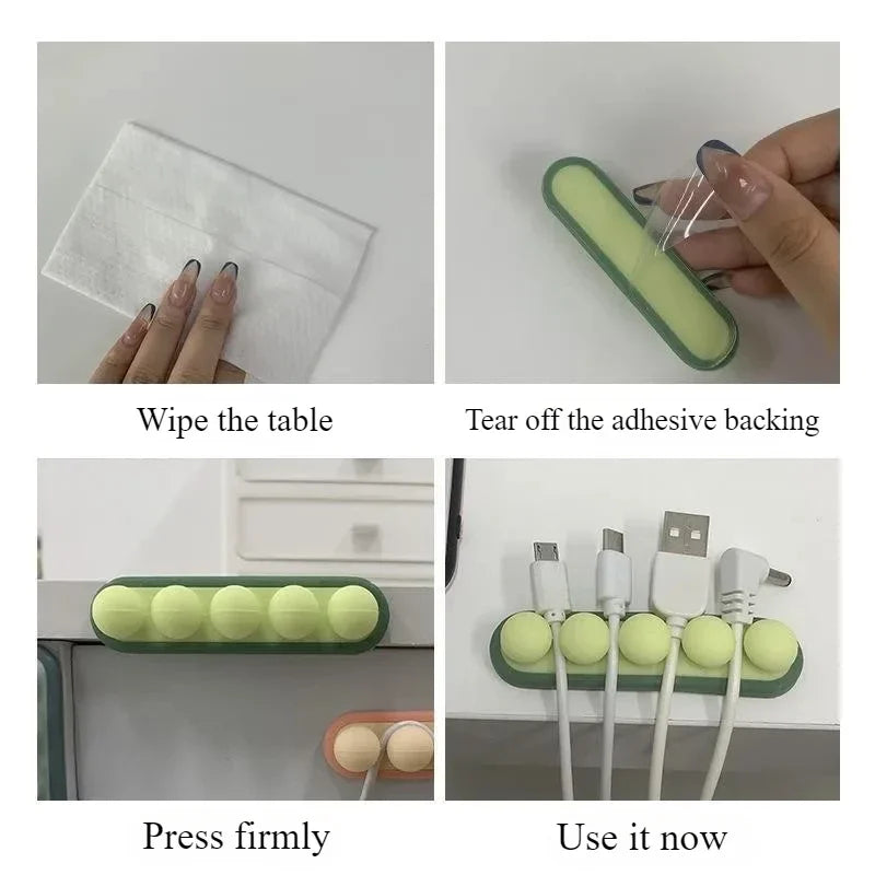 Self-Adhesive Cable Wire Organizer – Desktop Cord Winder & Management Clips for Office & Home