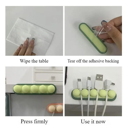 Self-Adhesive Cable Wire Organizer – Desktop Cord Winder & Management Clips for Office & Home
