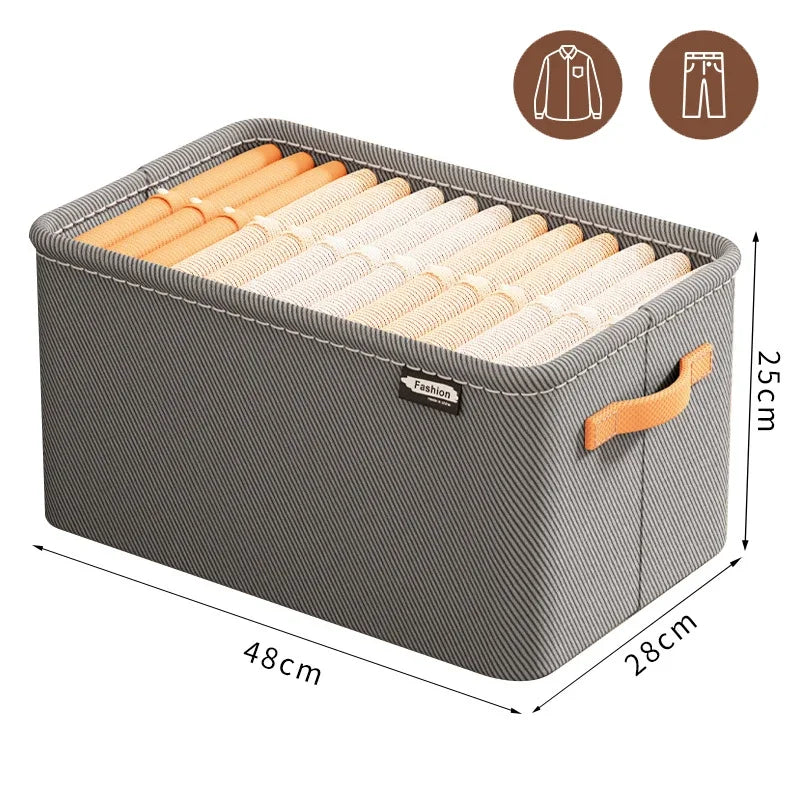Clothes Storage Organizer Bag – Foldable Non-Woven Wardrobe Box for Pants, Sweaters & Jeans