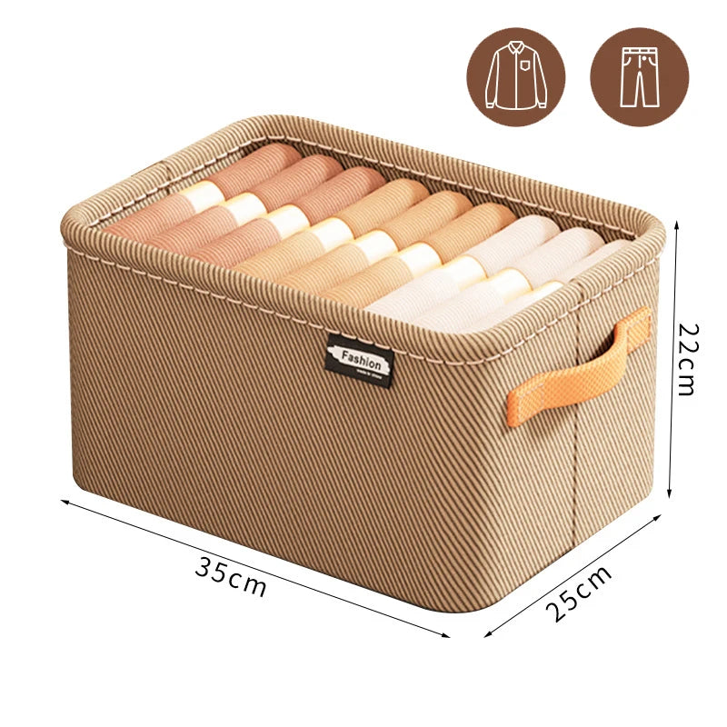 Clothes Storage Organizer Bag – Foldable Non-Woven Wardrobe Box for Pants, Sweaters & Jeans