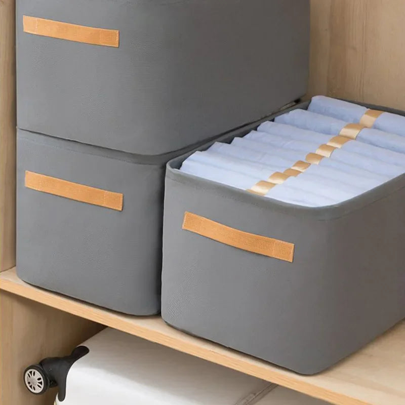 Clothes Storage Organizer Bag – Foldable Non-Woven Wardrobe Box for Pants, Sweaters & Jeans