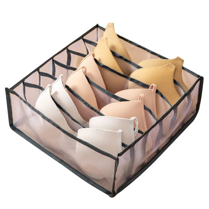 Wardrobe Drawer Divider Organizer – 6/7/11 Grid Polyester Storage Box for Underwear, Bras & Socks