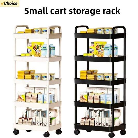 5-Tier Kitchen Storage Shelf – Freestanding Rolling Trolley Rack for Pantry, Snacks & Produce